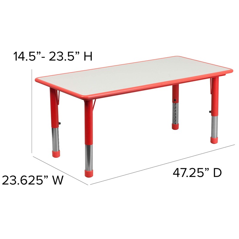 Flash Furniture Emmy 23.625''W x 47.25''L Rectangular Red Plastic Height