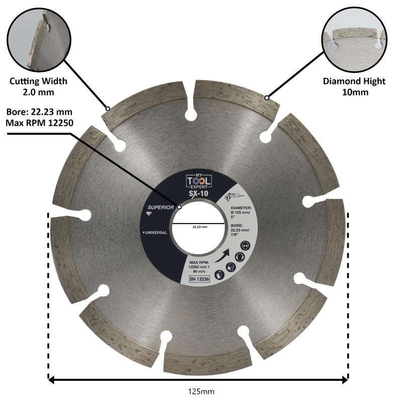 125mm Diamond Cutting Discs for Angle Grinder, SX-10 Superior Diamond