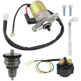 shamofeng Starter w/Bendix & Relay for GY6 47cc 49cc 50cc 60cc 80cc 100cc 4-Stroke 139QMB 139QMA 147QMD Scooter Moped ATV, for TaoTao Jonway Sunl Roketa Most Chinese Brands,Dual-Wire w/Screws & Wrench