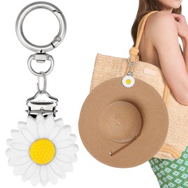 Dexspoeny Daisy Hat Clip on Bags, Silicone Hands Free White Hat Clip for Luggage