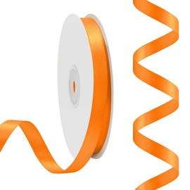 Rilisili Orange Satin Ribbon 3/8 Inch 50 Yards Double Faced Polyester Satin Ribbons for Gift Wrapping DIY Crafts Weddings Invitations Flower Bouquet Bow Making Home Decor Sewing