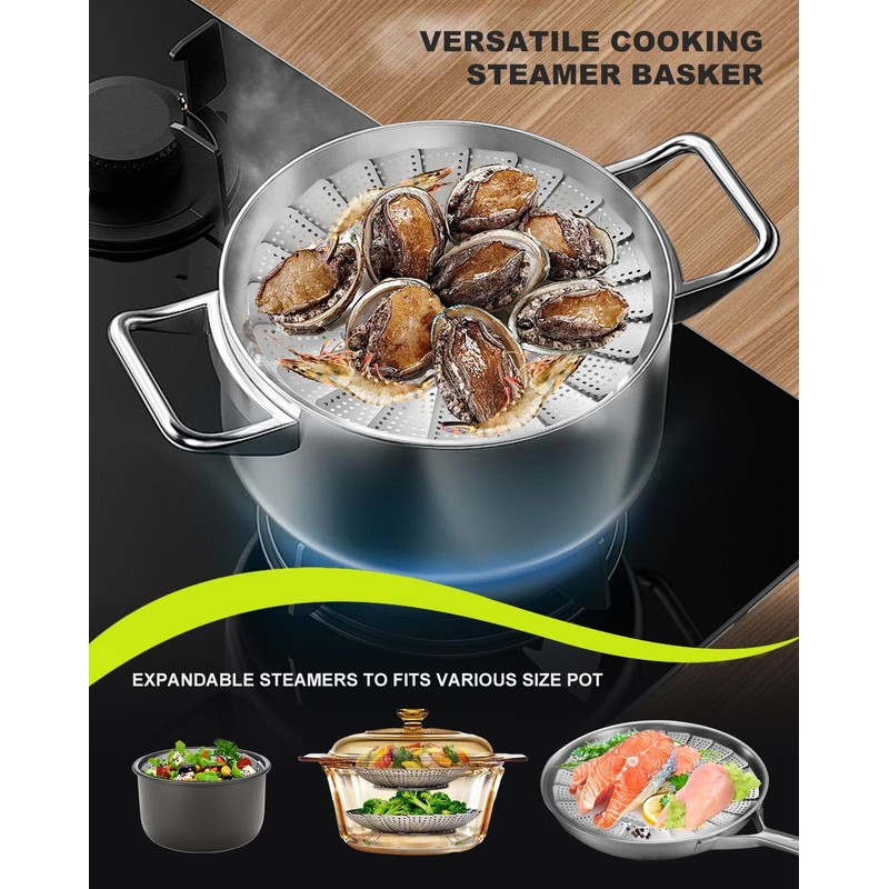 LANVIYA Vegetable Steamer Basket,2 Layer Large Capacity Food Steamer for