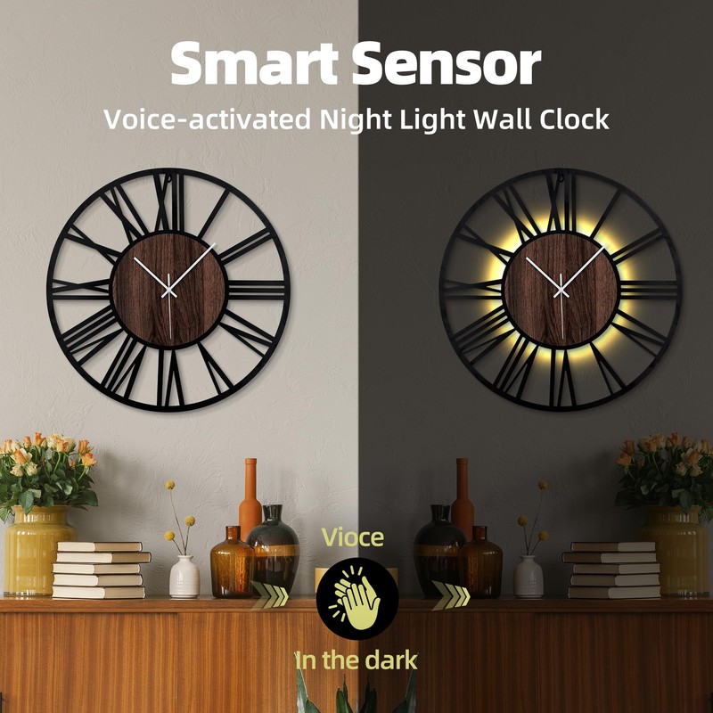Mee 2ou 24 Inch Large Metal Wall Clock with Voice