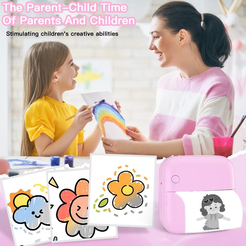 Lebt Mini Printer Sticker Printer Print Pod with 6 Rolls