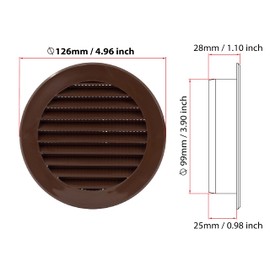 Brown 100mm / 4 inch Round Air Vent Grill Cover, Soffit Ducting Ventilation Cover for Walls and Ceilings