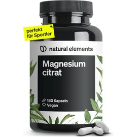 Premium Magnesium Citrate, 2250 mg of which 360 mg Elementary Magnesium Per Daily Dose, Laboratory Tested and Without Additives such as Magnesium Stearate, High Dose, Vegan and Made in Germany