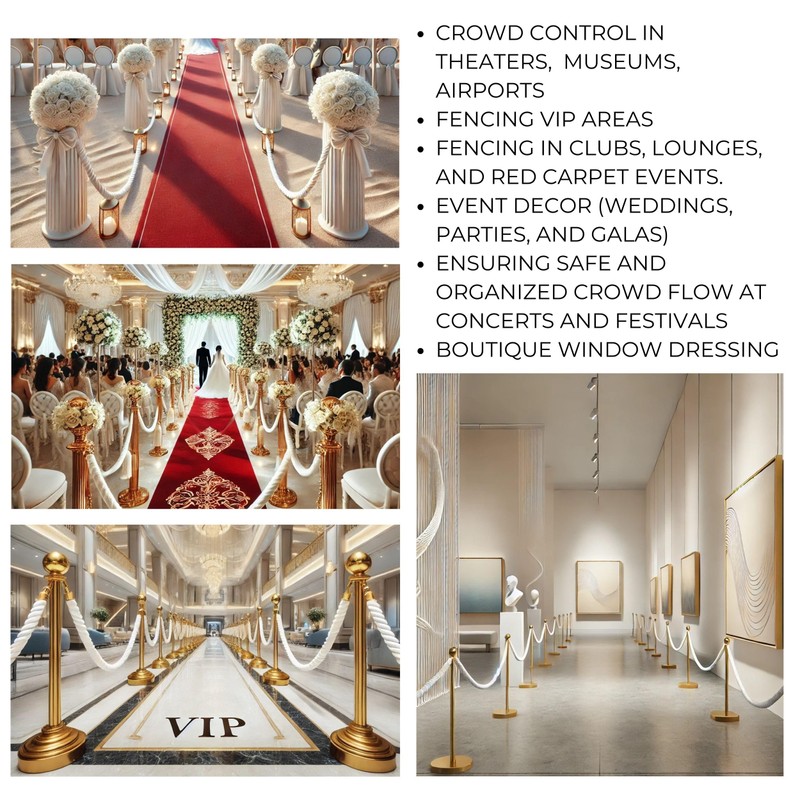 4 Pack of Stanchion Set for Party - White VIP