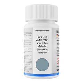 MG PRIME Autolack Lackstift Set für Opel 4MU / 21C Aeroblau Metallic/Bleu Aero Metallic Basislack Klarlack je 50ml