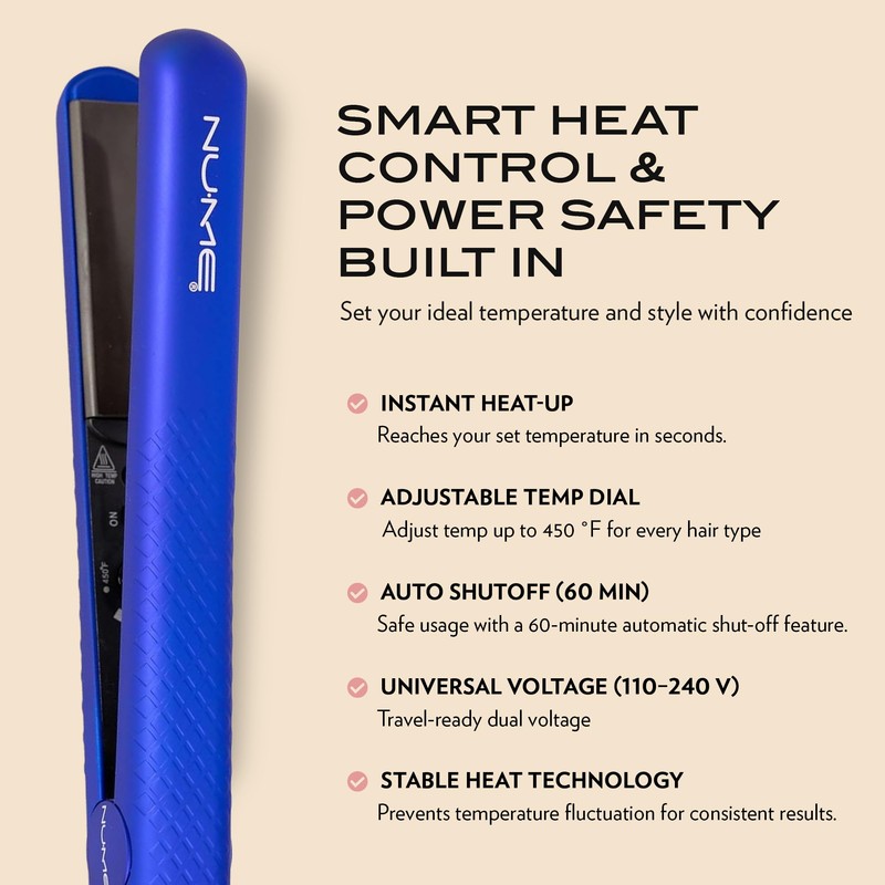 NuMe Silhouette Hair Straightener - Blue | Ceramic Hair Straightener