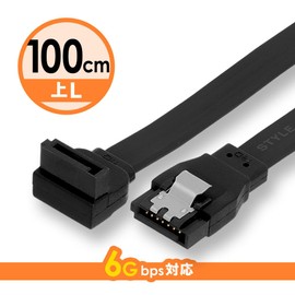 Owtec OWL-SATA3SLT100-BK SATA 3 Cable, Supports 6 Gbps, Latches, Straight - Top Right Angle Connector 39.4 inches (100 cm), Black