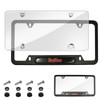 ELECTRONLUMEN Clear License Plate Covers + Aluminum Alloy Frames Combo