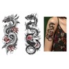 2 x Temporäres Drache Tattoo Drachen mit Rosen Tattoo Fake