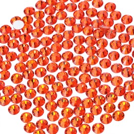 BELLEBOOST 2000PCS SS12/3mm Crystal Rhinestones (Orange/Hyacinth), Bedazzling Flatback Glass Rhinestones for Crafting DIY Nail Art Makeup Decoration, Gems Diomand Charms for Tumbler Shoes Clothing Mug