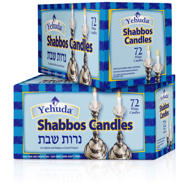 Yehuda 3 Hour Shabbos Candles, 72 Count (2 Pack -