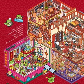 Limvoo 8PCS New DIY 3D House Stickers，Creative Stickers Scene ，Cute 3D Korean Cartoon Scene Stickers， Adult and Children Relief Stress Pass The Time，Valentine's Day Gift Stickers with Tweezers