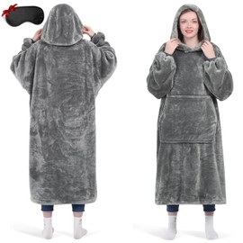 NEWYOUTH Manta con capucha - Sudadera Cobija con Capucha y Mangas con Bolsillos, Cálida y Acogedora, Talla Unica con Capucha con Longitud Extra para Adultos