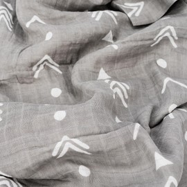 Organic Cotton Muslin Baby Blanket, Arrows and Crocodile Print, Black and Gray (Arrow Brooke)