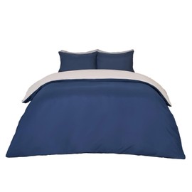 Brentfords Bedding Double Bed Set, Reversible Navy/Grey Luxury Hotel Quality Soft Breathable Microfibre Double Duvet Set Quilt Bedding with Pillowcases