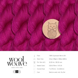 WoolWeave Superwash Merino Wool Yarn for Knitting & Crocheting Projects - Premium Hand Dyed Yarn, 100gr, 240 Yards Dk Weight Yarn - Luxurious, Soft & Durable Mauve Yarn, MWY27
