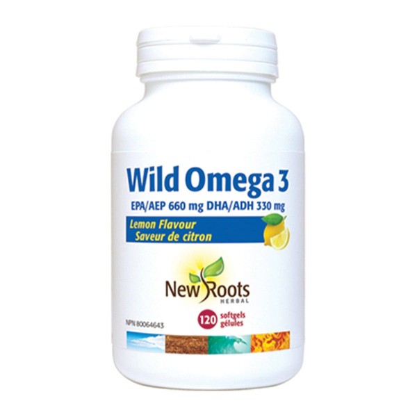 New Roots Wild Omega 3 EPA 660mg DHA 330mg Lemon 120 Softgels