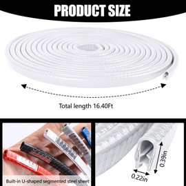Wuyaoyao 16.4Ft (5M) Car Door Edge Guards, Rubber U Shape Automotive Door Entry Guard Protector Strip, No Glue Required, Universal Vehicle Doors Edge Trim, Exterior Car Accessories (White, 16.4FT)