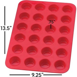 Mrs. Anderson's Baking Silicone 24 Cup Mini Muffin Pan Non Stick European Grade