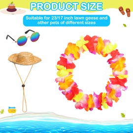 Shyyween Summer Porch Goose Outfits for Plastic Goose 23/17'' Lawn Patio Statue Clothes Straw Hat and Hawaiian Lei Costume(Tropical Red)