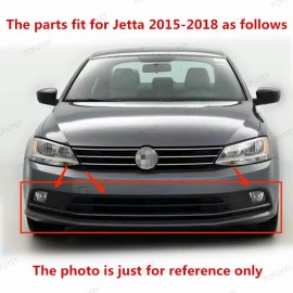 ROKY 7PC For Jetta 2015-2018 Black Bottom Mesh Grille & Fog Lamp & Bezel & Bracket