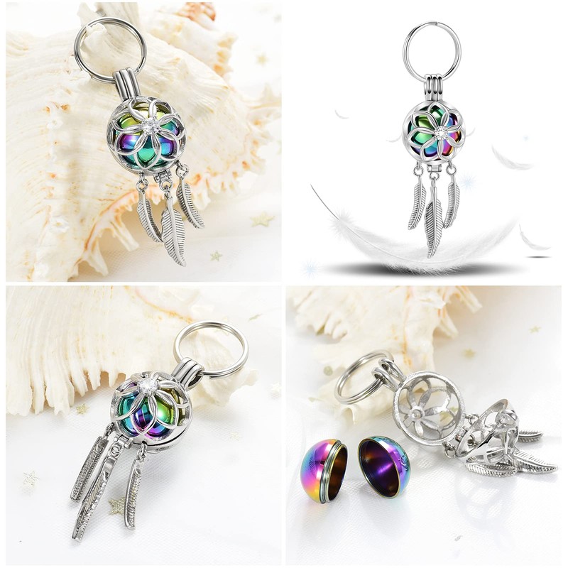 Minicremation Dream Catcher Urn Keychain for Ashes, Stainless Steel Urn