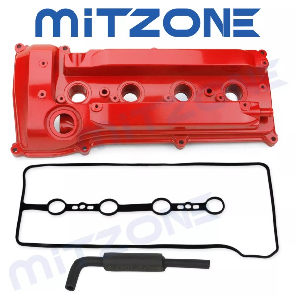 MITZONE Valve Cover Red w/ Gasket&Hose for Toyota Camry Highlander