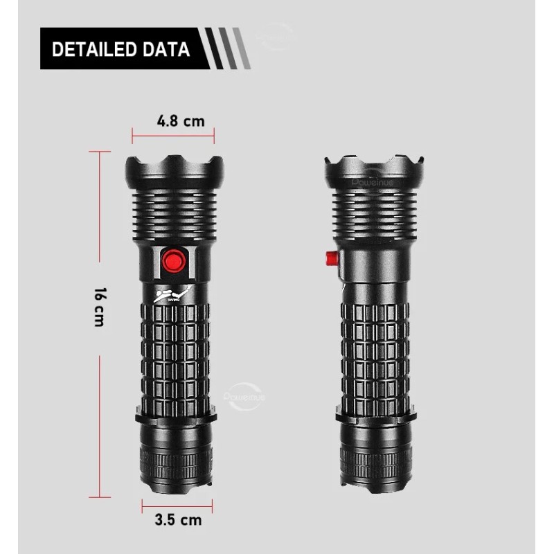 Packetman Underwater Flashlight Professional Diving Light LED Waterproof Dive Scuba