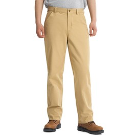 HISEA Men's Flex Canvas Work Pant Relaxed Fit Stretch Utility Pants with 6 Pockets Khaki