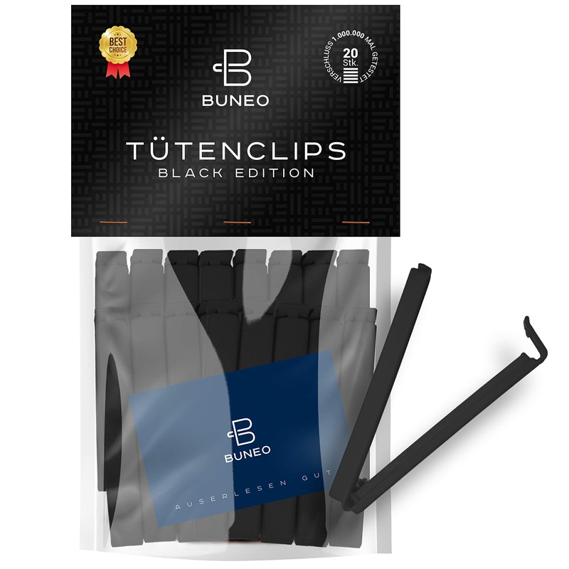 Black Edition Buneo Food Bag Clips, 20 Sealing Clips: 10