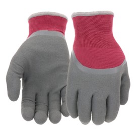 West Chester Women's Thermal Sandy Nitrile Dipped Winter Work Gloves, Acrylic Lined, Water Resistant, Abrasion Resistant, Cold Weather Protection, Red/Gray, Large (93066-WML)