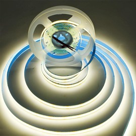 SUYOOULIN LED Strip Lights, 16.4ft AC110-130V Dimmable 30000LM 1200 LEDs COB Light Strips Tape Ribbon Waterproof IP44, 2 Times Brightness Than 12V COB Strip Lights (Neutral White 4500K)