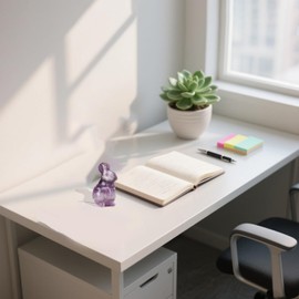 TAYCZGQL 1 Pcs Bunny Decor Glass Easter Stone Figurine Cute Rabbit Unique Home Decorations Adorable for Living Room Bedroom Shelf Statue