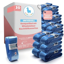 Pack of 20 Nappy Bin Refill Cassettes Compatible with Angelcare, Litter Locker, Littycat and Spross