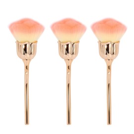 3X Nail Dust Brush Brush Nail Art Cleaning Brush Blush Powder Brush(Gold)