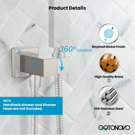 gotonovo Brushed Nickel Wall Supply Elbow Solid Brass Wall Mounted Swivel Angle Simple Wall Union with Handheld Shower Holder Elbow with Shower Hose Connector by Male 1/2" IPS Water Oulet