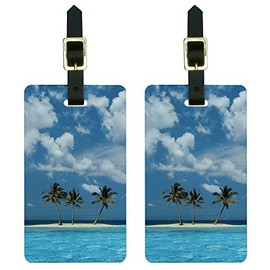 Graphics & More Tropical Deserted Island-Beach Ocean Luggage Tags Suitcase Id, White