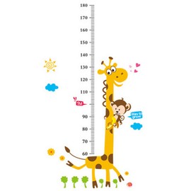 TOYMYTOY Tabla de Crecimiento para Niños Pegatinas de Pared de Jirafa Regla de Pared Extraíble Escala de Medición de Altura de Dibujos Animados Calcomanías de Pared para Baño de Niños
