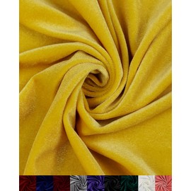 HOTGODEN Stretch Velvet Fabric by The Yard: Yellow 63" Wide 2 Yards 95% Polyester 5% Spandex Velvet Fabric for DIY Sewing, Upholstery, Apparel, Costume, Craft