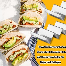 qhklew Taco Holder, Wave-Shaped Holder, 4 Pack Tortilla Holders with Handles, Dishwasher Safe & Oven Safe Made of Stainless Steel, for Holding Tacos, Sandwiches, Hot Dogs and Pancakes