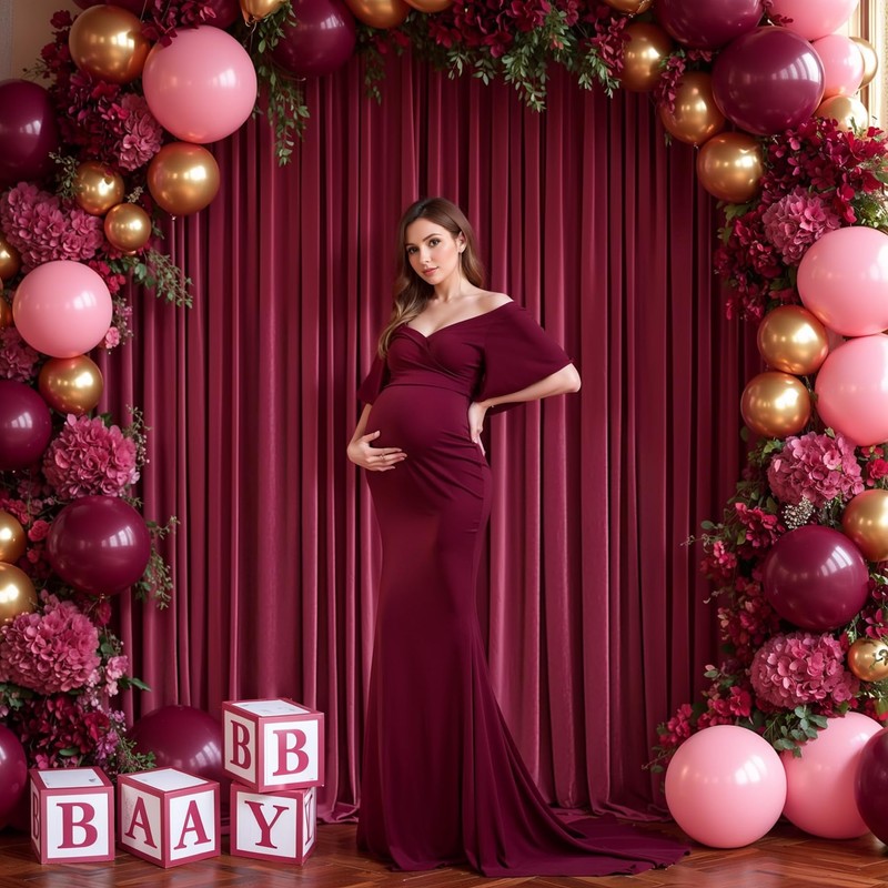 Wish Care Burgundy Backdrop Curtains 2 Panels - Wrinkle-Free Champagne