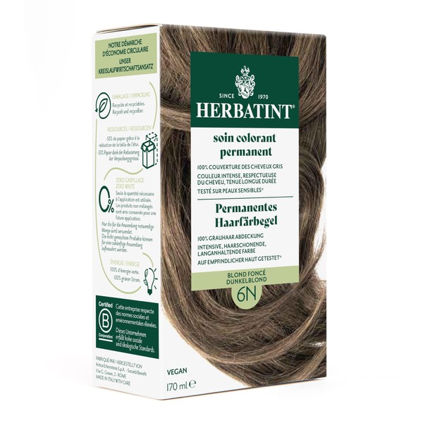 Herbatint Permanent Hair Dye Gel 6N Dark Blonde - 170