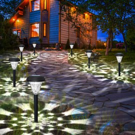 Springwind 8 Pack Solar Lights Outdoor Super Bright Garden Pathway Light with Upgrade 600MAH Battery, Landscape Lighting for Yard Lawn Walkway Driveway, White Light