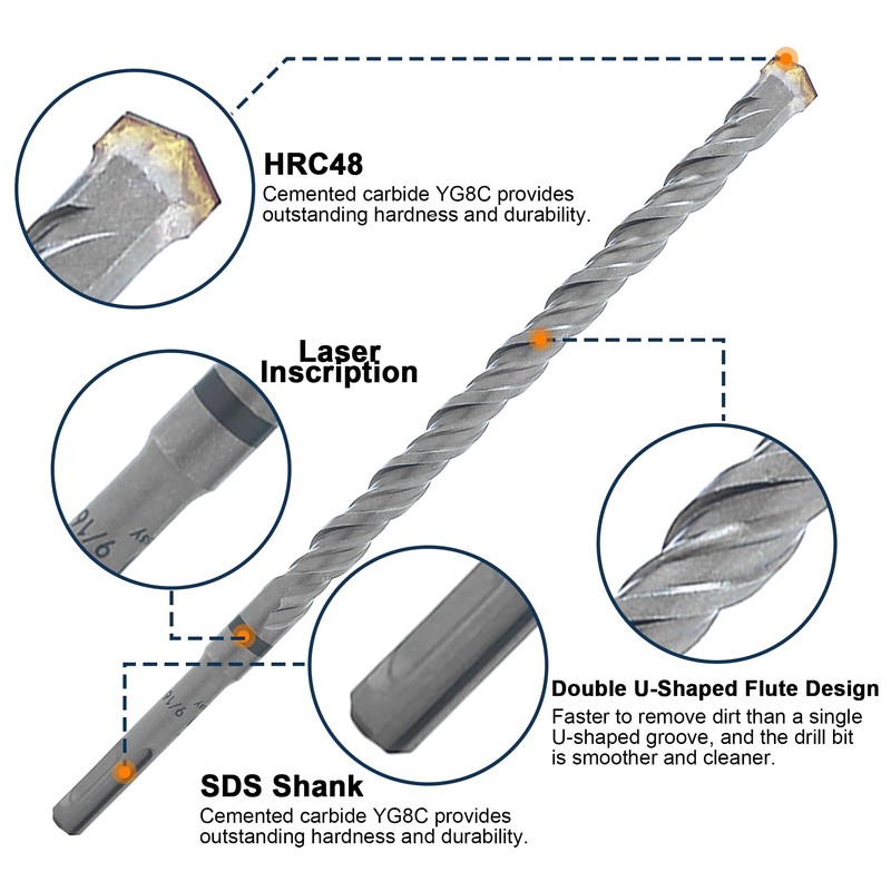 Rotary Hammer Drill Bits Set & Chisels- SDS Plus 17PCS