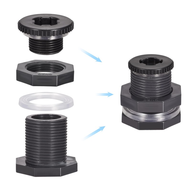 M METERXITY 3 Sets PVC Bulkhead Fitting Long Thread Bulkhead