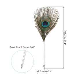 PATIKIL Peacock Feather Ballpoint Pens Bulk, Metal Holder Black Ink Vintage Quill Writing Pens with 5 Pieces Refill for Office, Wedding Signature, Silver