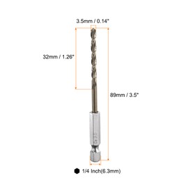 HARFINGTON 4pcs M35 High Speed Steel Cobalt Twist Drill Bit 3.5mm/0.04" Dia with Quick Change 1/4" Hex Shank Jobber Drill Bit for Metal, Steel, Copper, Aluminum, Zinc Alloy